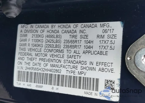 2017 Honda Cr-V Lx from USA, damaged, VIN 2HKRW5H32HH402862